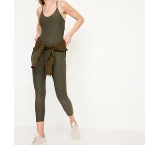 NEW Old Navy Green Stone Cloud+ Go-Dry Cross Back V-Neck Soft Jumpsuit Medium